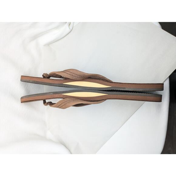 Rainbow Flip Flops Thong Sandals Mens XXL Brown Leather Surfer Beachy Resort - Picture 7 of 8